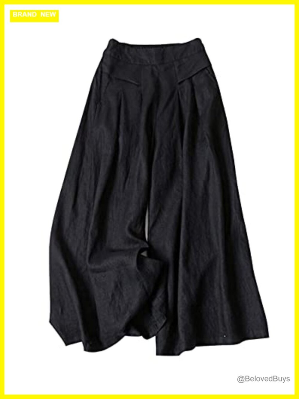 Linen Blend Wide Leg Palazzo Culottes Capri Pants
